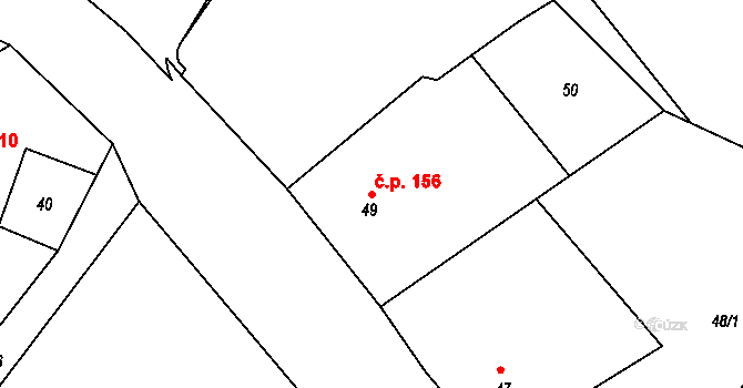 Liberec XI-Růžodol I 156, Liberec na parcele st. 49 v KÚ Růžodol I, Katastrální mapa