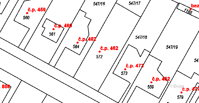 Hostinné 462 na parcele st. 572 v KÚ Hostinné, Katastrální mapa
