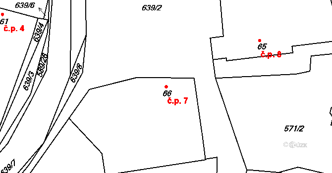 Kamhajek 7, Křečhoř na parcele st. 66 v KÚ Křečhoř, Katastrální mapa