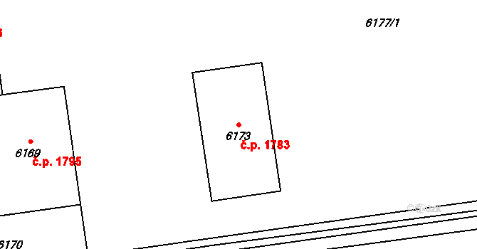Vsetín 1783 na parcele st. 6173 v KÚ Vsetín, Katastrální mapa