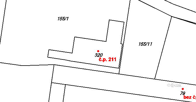 Kerhartice 211, Ústí nad Orlicí na parcele st. 320 v KÚ Kerhartice nad Orlicí, Katastrální mapa