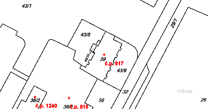 Šumbark 817, Havířov na parcele st. 39 v KÚ Šumbark, Katastrální mapa