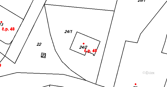 Nuzířov 49, Malhostovice na parcele st. 24/2 v KÚ Nuzířov, Katastrální mapa