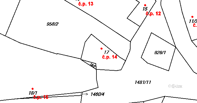 Sedlec 14, Temelín na parcele st. 17 v KÚ Sedlec u Temelína, Katastrální mapa