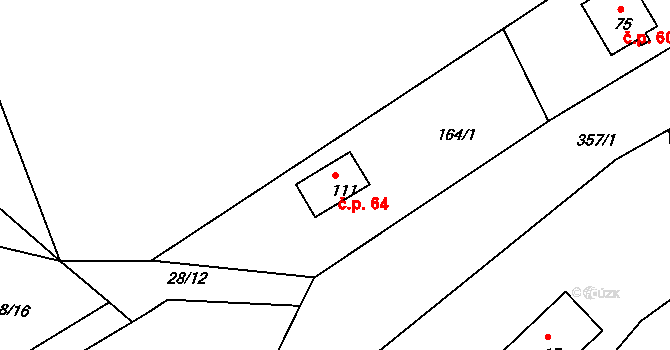 Častolovice 64, Česká Lípa na parcele st. 111 v KÚ Častolovice u České Lípy, Katastrální mapa
