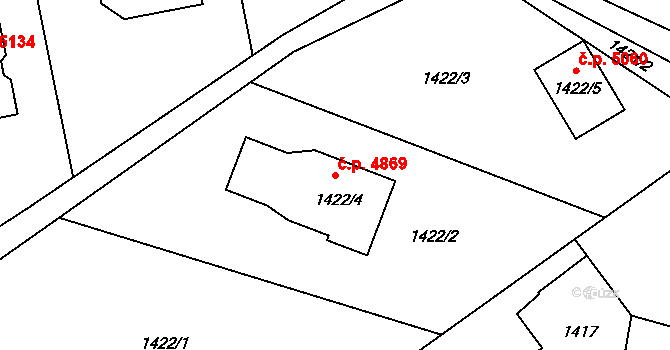 Proseč nad Nisou 4869, Jablonec nad Nisou na parcele st. 1422/4 v KÚ Proseč nad Nisou, Katastrální mapa