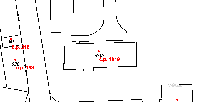 Nový Bohumín 1018, Bohumín na parcele st. 2615 v KÚ Nový Bohumín, Katastrální mapa