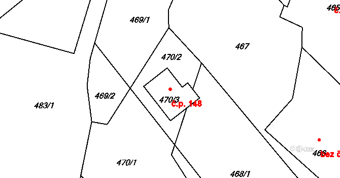 Dobranov 148, Česká Lípa na parcele st. 470/3 v KÚ Dobranov, Katastrální mapa