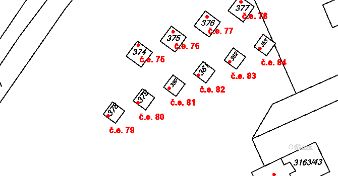 Pasohlávky 81 na parcele st. 380 v KÚ Mušov, Katastrální mapa