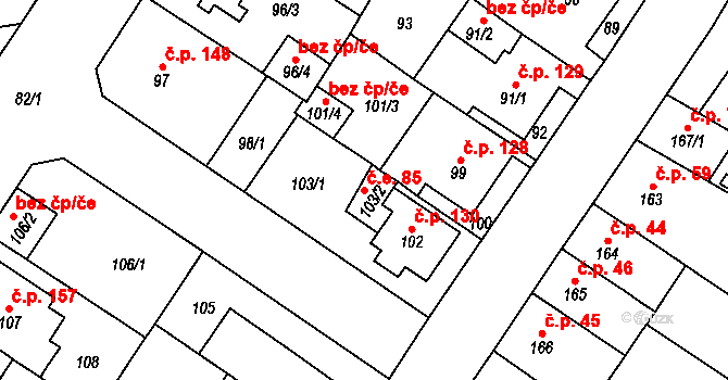 Prosetice 85, Teplice na parcele st. 103/2 v KÚ Prosetice, Katastrální mapa