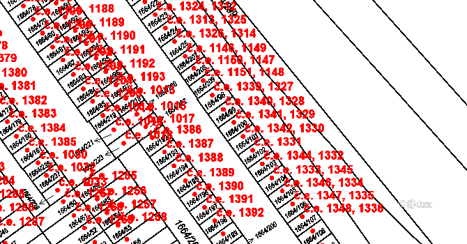 Teplické Předměstí 1329,1341, Bílina na parcele st. 1664/100 v KÚ Bílina, Katastrální mapa