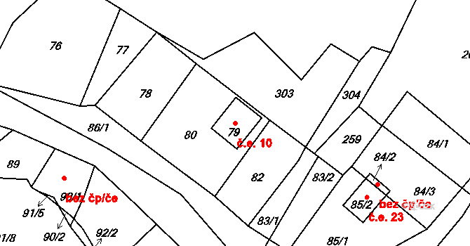 Řetouň 10, Malečov na parcele st. 79 v KÚ Řetouň, Katastrální mapa