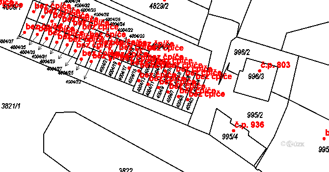 Kutná Hora 38267381 na parcele st. 4004/9 v KÚ Kutná Hora, Katastrální mapa