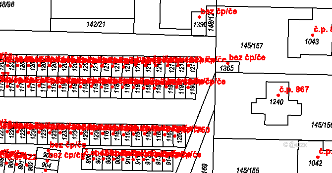 Kladno 38560381 na parcele st. 1191 v KÚ Rozdělov, Katastrální mapa