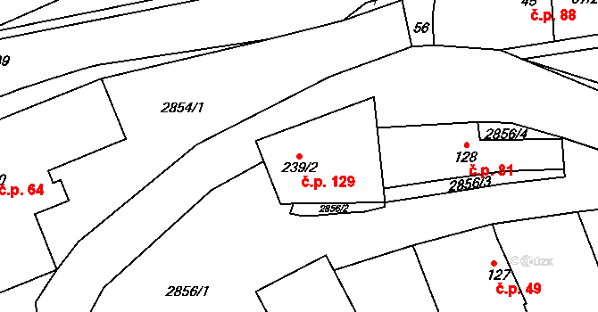 Sehradice 129 na parcele st. 239/2 v KÚ Sehradice, Katastrální mapa
