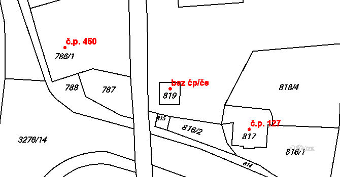 Doksy 39743381 na parcele st. 819 v KÚ Doksy u Máchova jezera, Katastrální mapa