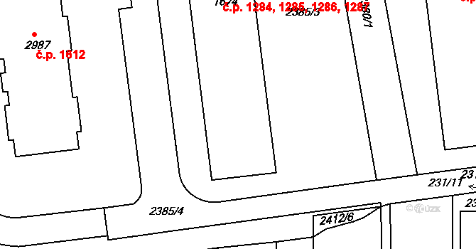 Otrokovice 1284,1285,1286,1287 na parcele st. 1674 v KÚ Otrokovice, Katastrální mapa