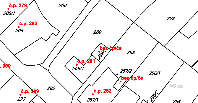 Klášterec nad Ohří 41362381 na parcele st. 259/2 v KÚ Miřetice u Klášterce nad Ohří, Katastrální mapa
