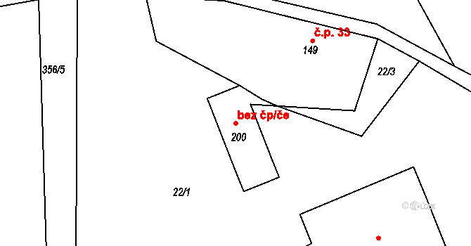 Ohnišov 44235381 na parcele st. 200 v KÚ Ohnišov, Katastrální mapa