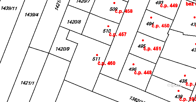 Kateřinky 460, Opava na parcele st. 511 v KÚ Kateřinky u Opavy, Katastrální mapa