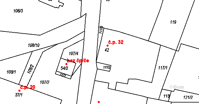 Jančí 32, Březová na parcele st. 42 v KÚ Jančí, Katastrální mapa