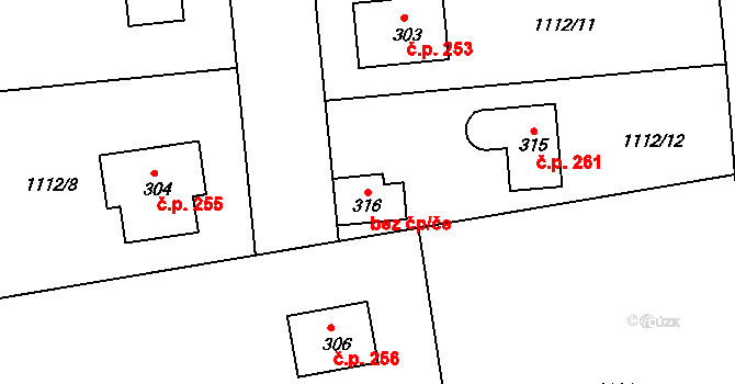 Líšťany 46272381 na parcele st. 316 v KÚ Líšťany u Cítolib, Katastrální mapa