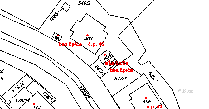 Trstěnice 46411381 na parcele st. 404 v KÚ Trstěnice u Litomyšle, Katastrální mapa