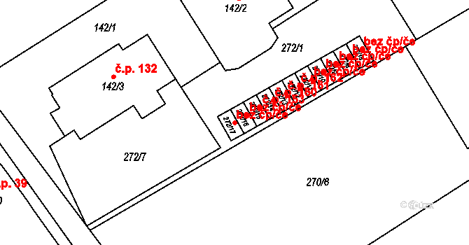 Tučín 47215381 na parcele st. 272/17 v KÚ Tučín, Katastrální mapa