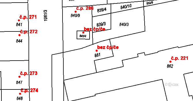 Grygov 47293381 na parcele st. 861 v KÚ Grygov, Katastrální mapa
