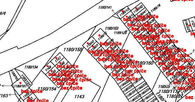 Velká Bíteš 48500381 na parcele st. 1180/4 v KÚ Velká Bíteš, Katastrální mapa