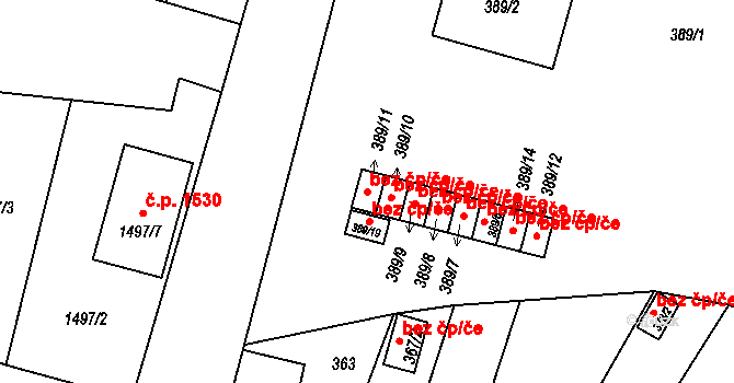 Moravská Třebová 48757381 na parcele st. 389/11 v KÚ Moravská Třebová, Katastrální mapa
