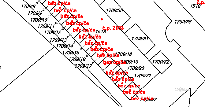 Milovice 49391381 na parcele st. 1709/17 v KÚ Milovice nad Labem, Katastrální mapa