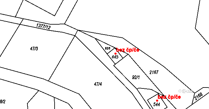 Červený Kostelec 49993381 na parcele st. 445 v KÚ Olešnice u Červeného Kostelce, Katastrální mapa