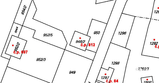 Hradec nad Moravicí 812 na parcele st. 948/2 v KÚ Hradec nad Moravicí, Katastrální mapa