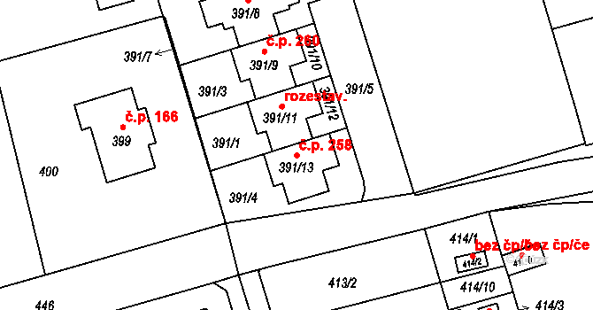 Liberec IX-Janův Důl 258, Liberec na parcele st. 391/13 v KÚ Janův Důl u Liberce, Katastrální mapa