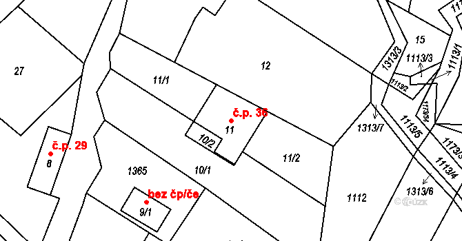 Hrabenov 36, Ruda nad Moravou na parcele st. 11 v KÚ Hrabenov, Katastrální mapa