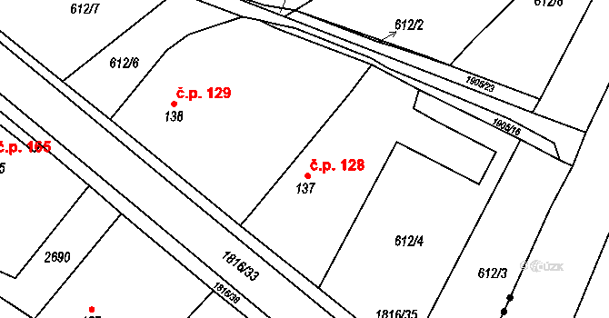 Hromnice 128 na parcele st. 137 v KÚ Hromnice, Katastrální mapa