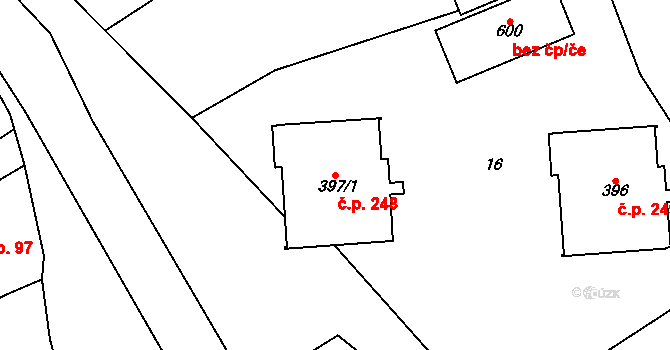 Horní Počaply 248 na parcele st. 397/1 v KÚ Horní Počaply, Katastrální mapa