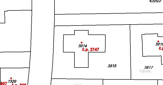 Dejvice 2747, Praha na parcele st. 3814 v KÚ Dejvice, Katastrální mapa