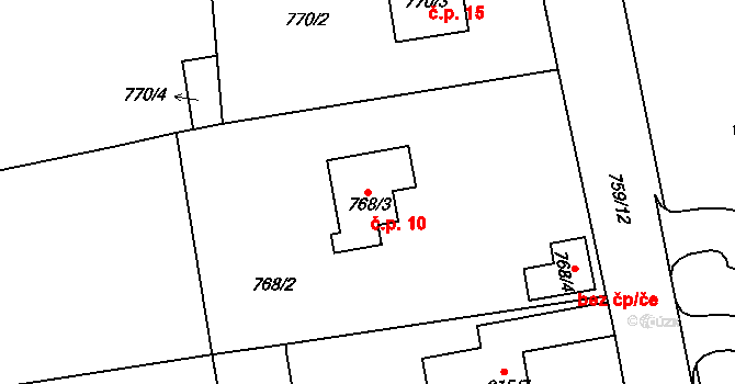 Velké Předměstí 10, Horšovský Týn na parcele st. 768/3 v KÚ Horšovský Týn, Katastrální mapa