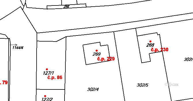 Velká Ves 229, Broumov na parcele st. 269 v KÚ Velká Ves u Broumova, Katastrální mapa