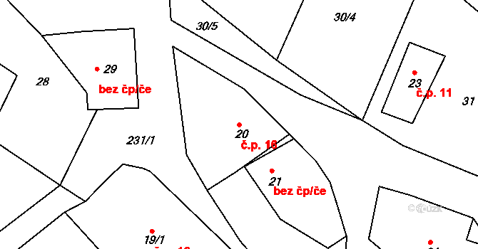 Zlíčko 16, Vysoká Srbská na parcele st. 20 v KÚ Zlíčko, Katastrální mapa