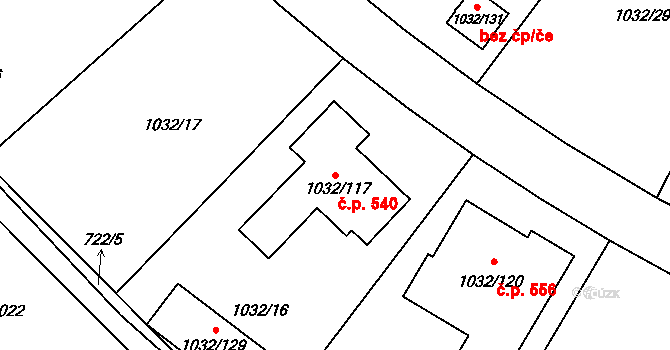 Senec 540, Zruč-Senec na parcele st. 1032/117 v KÚ Senec u Plzně, Katastrální mapa
