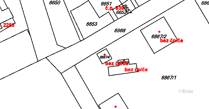 Žďár nad Sázavou 80512381 na parcele st. 6867/4 v KÚ Město Žďár, Katastrální mapa