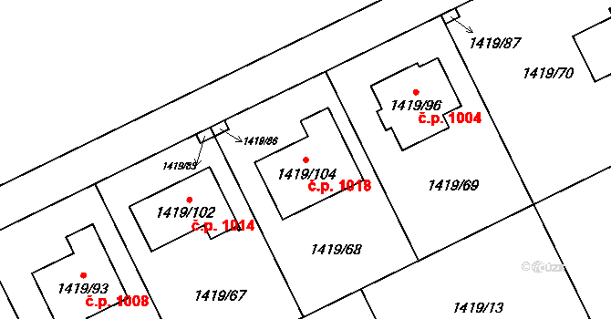 Bolatice 1018 na parcele st. 1419/104 v KÚ Bolatice, Katastrální mapa