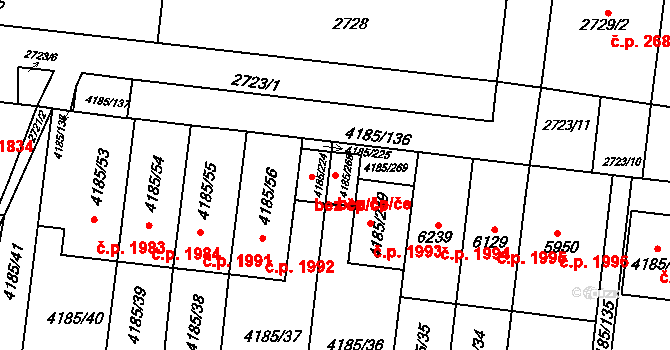 Brno 91951381 na parcele st. 4185/268 v KÚ Líšeň, Katastrální mapa