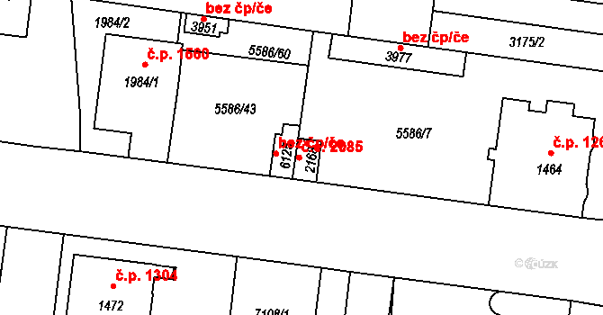Žatec 2085 na parcele st. 2168 v KÚ Žatec, Katastrální mapa