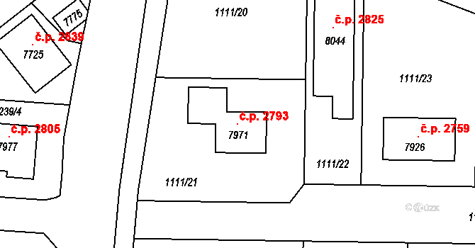 Cheb 2793 na parcele st. 7971 v KÚ Cheb, Katastrální mapa