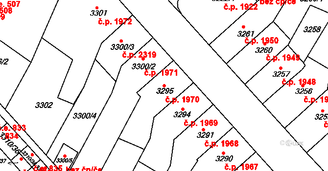 Znojmo 1970 na parcele st. 3295 v KÚ Znojmo-město, Katastrální mapa