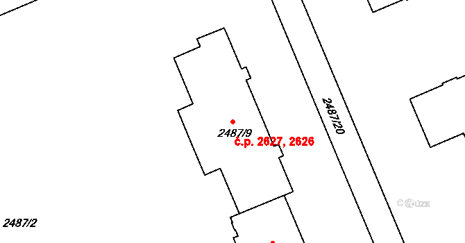 Přerov I-Město 2626,2627, Přerov na parcele st. 2487/9 v KÚ Přerov, Katastrální mapa